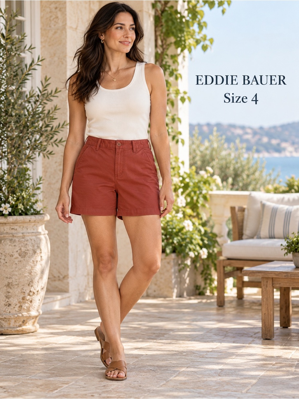 Eddie Bauer LegendWash Stretch Rust Shorts Women’s Size 4
